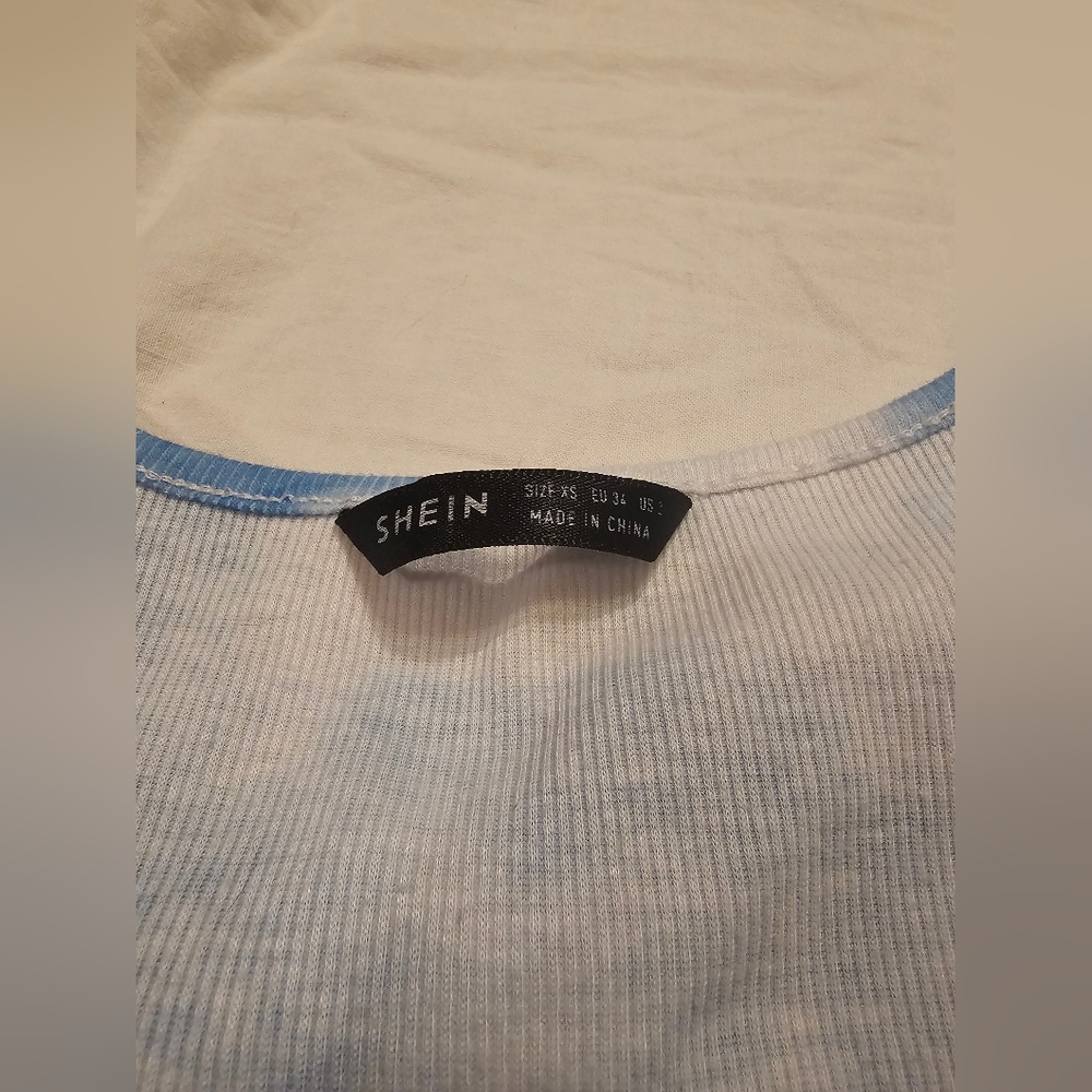 White & Blue Tank Crop Top XS Shein - Picture 5 of 6